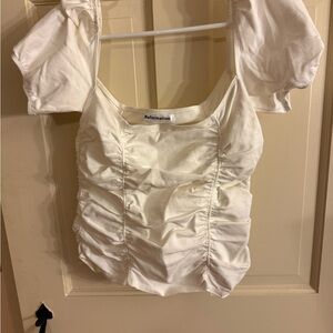 Reformation Cream Ruched Blouse